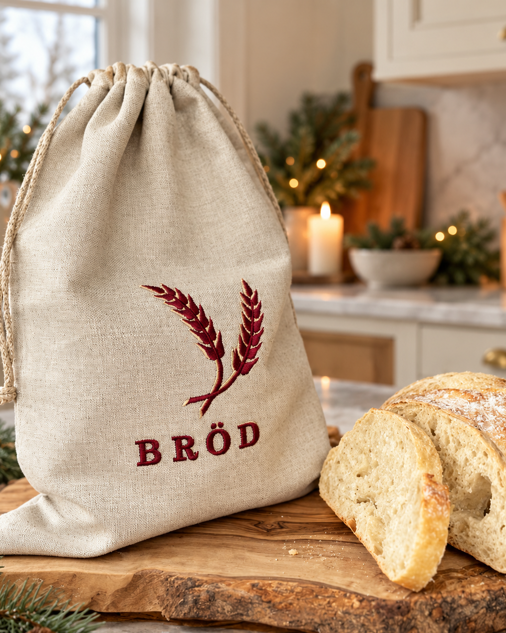 bread bestie med rött broderi