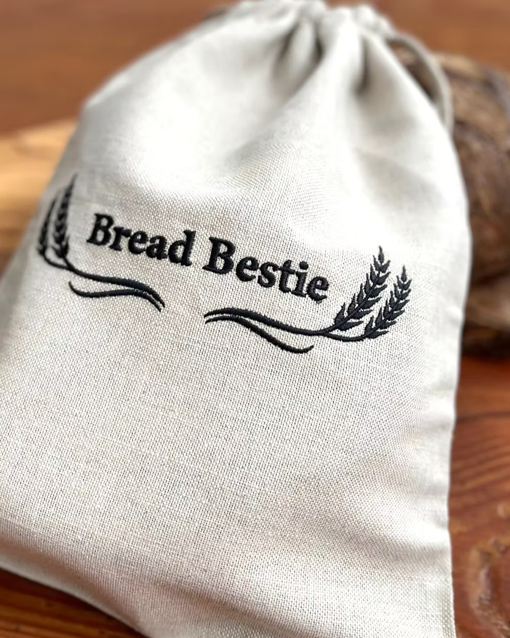 Bread Bestie brödpåse i linne med brodyr