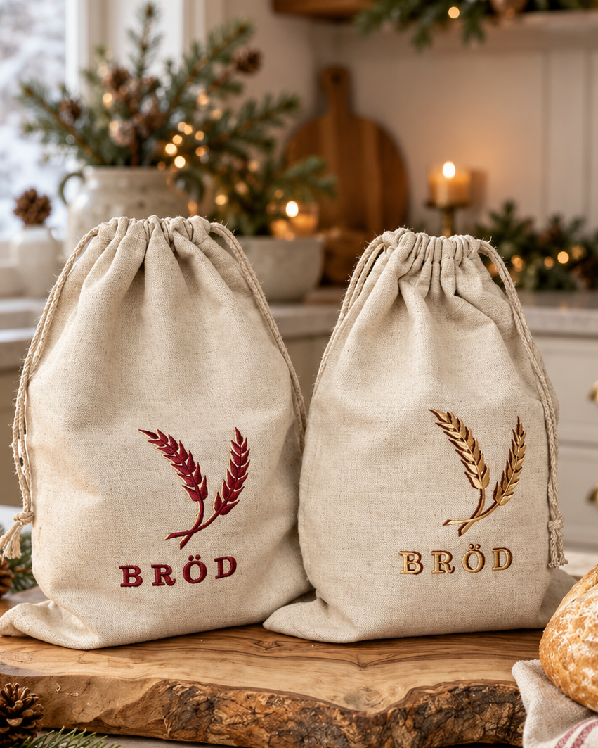 brödpåsar i linne 2 pack i ett julkök - Bread Bestie