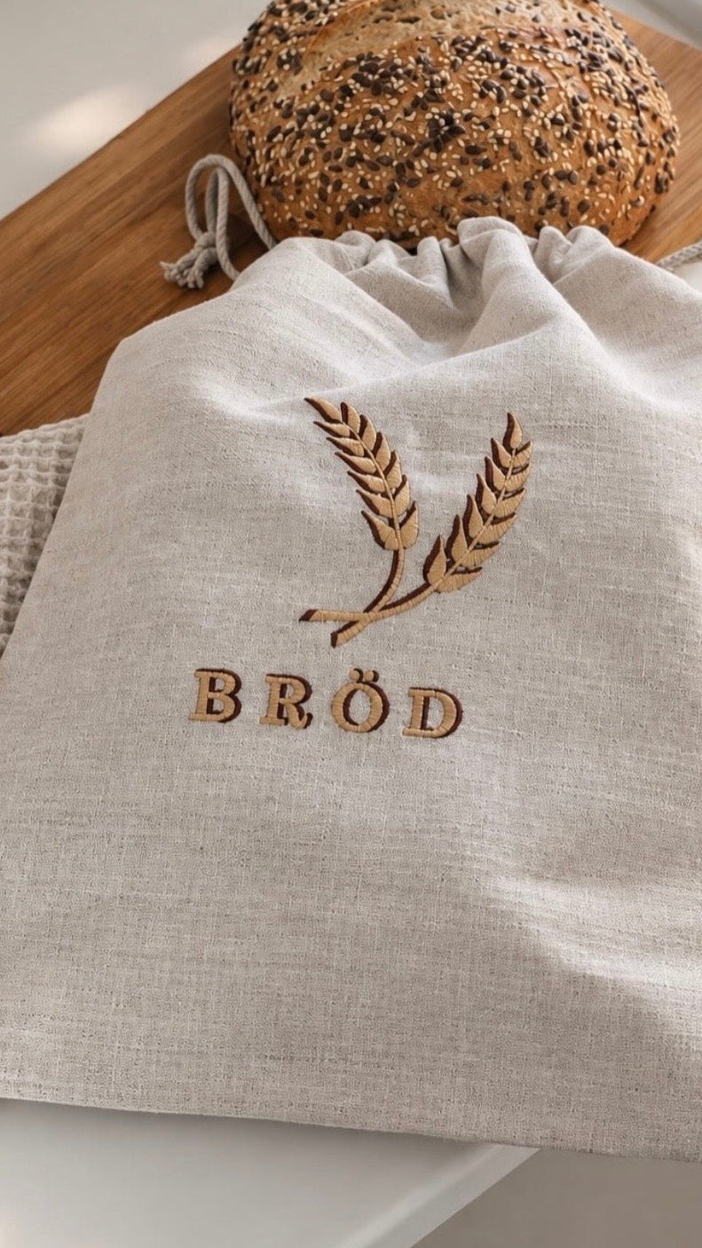 brödpåse linne med brodyr