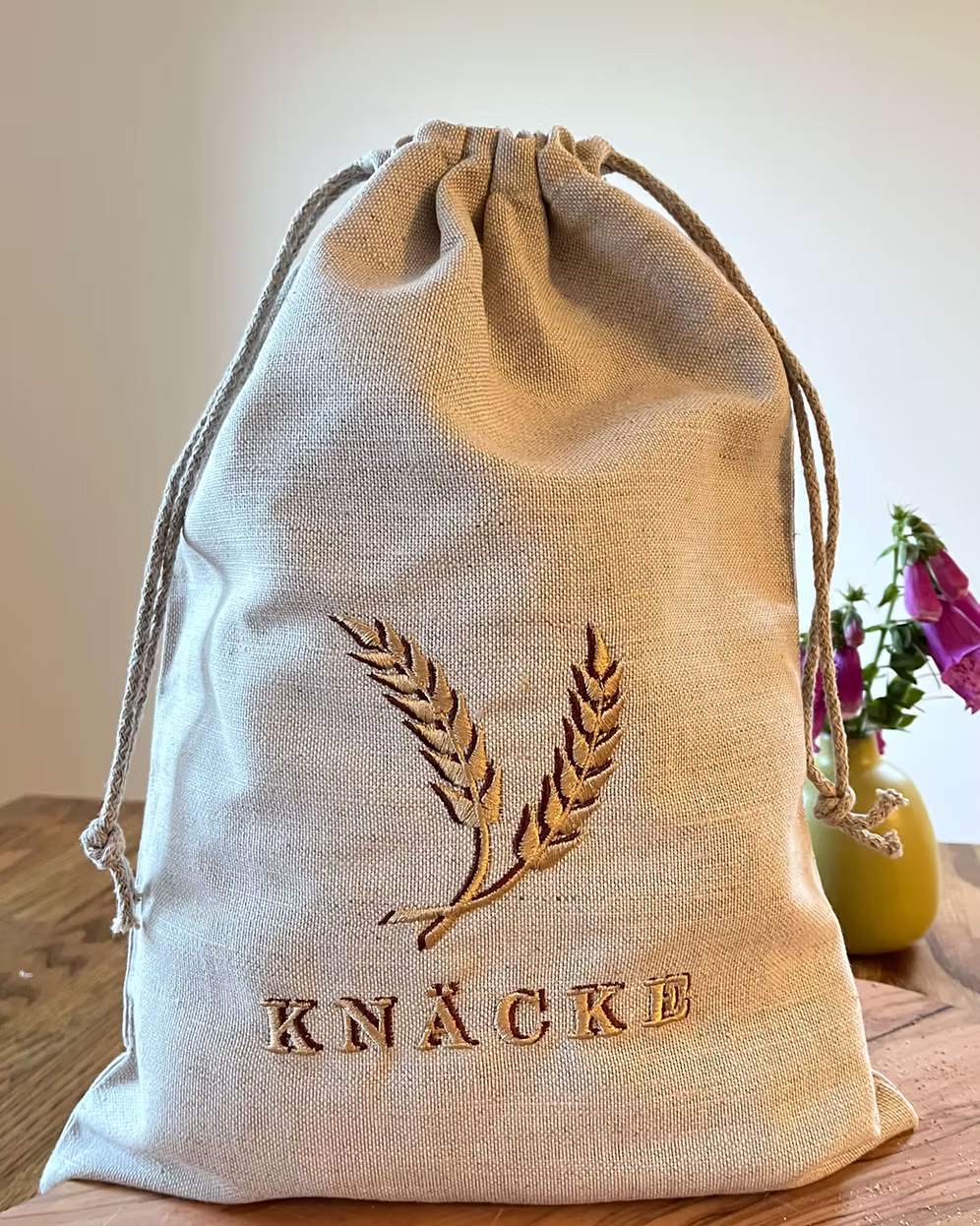 brödpåsar i linne för knäckebröd