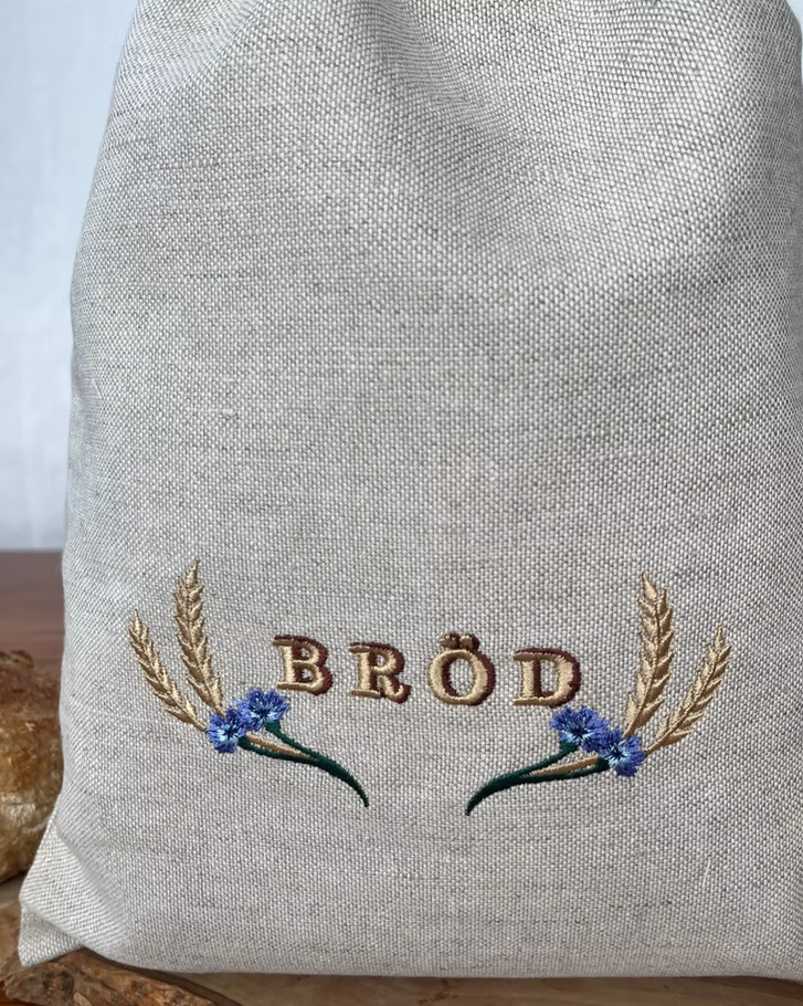 Vacker brodyr på en brödpåse